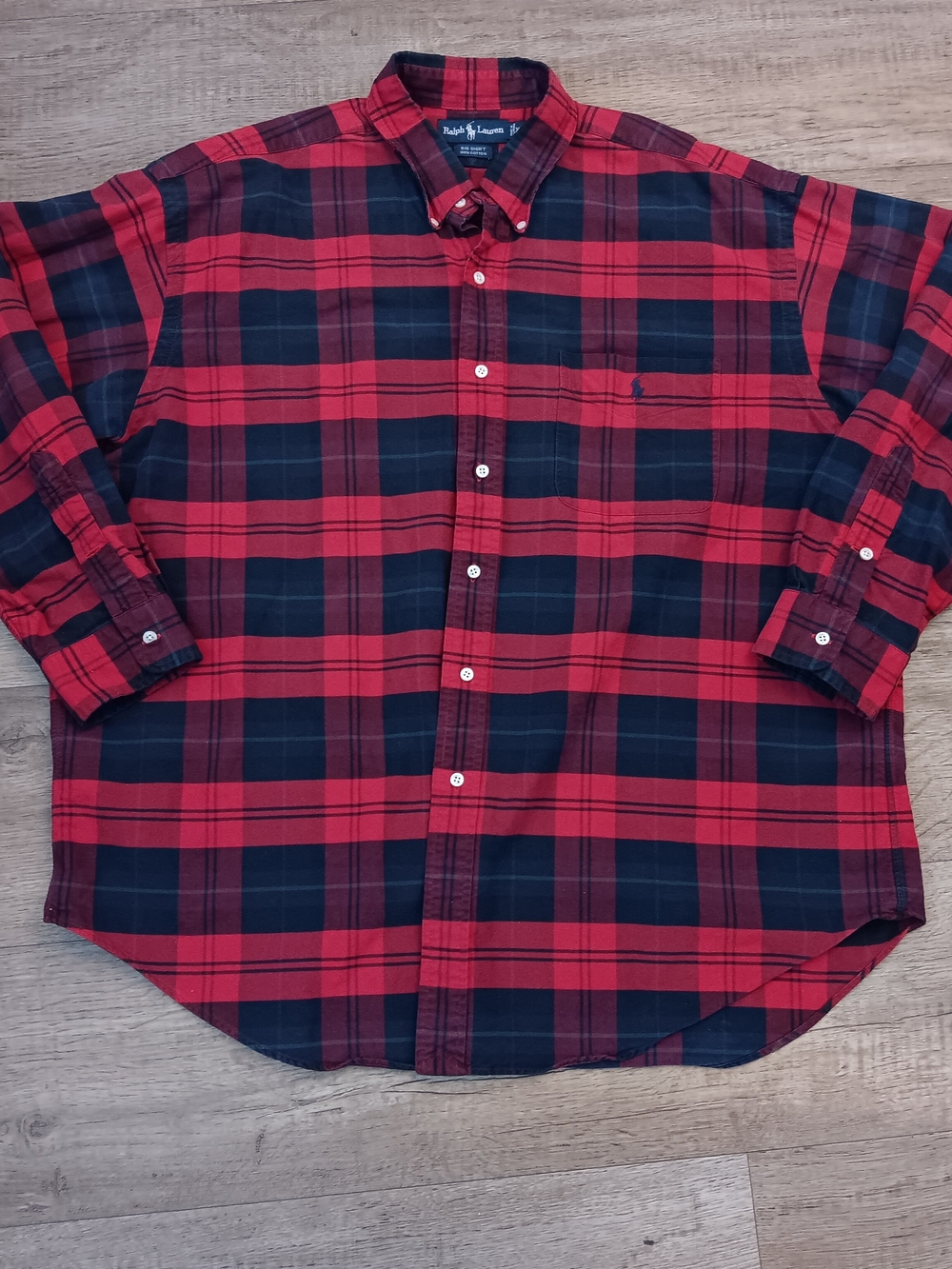 Vintage Ralph Lauren Red Plaid Button-Down Shirt - Men's XL